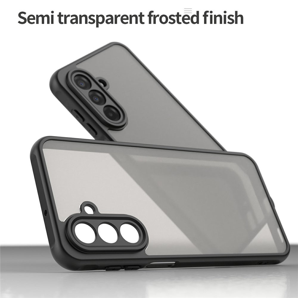 For Samsung Galaxy A17 5G Case Drop Proof Airbags Frosted Translucent PC + TPU Phone Back Cover - Black