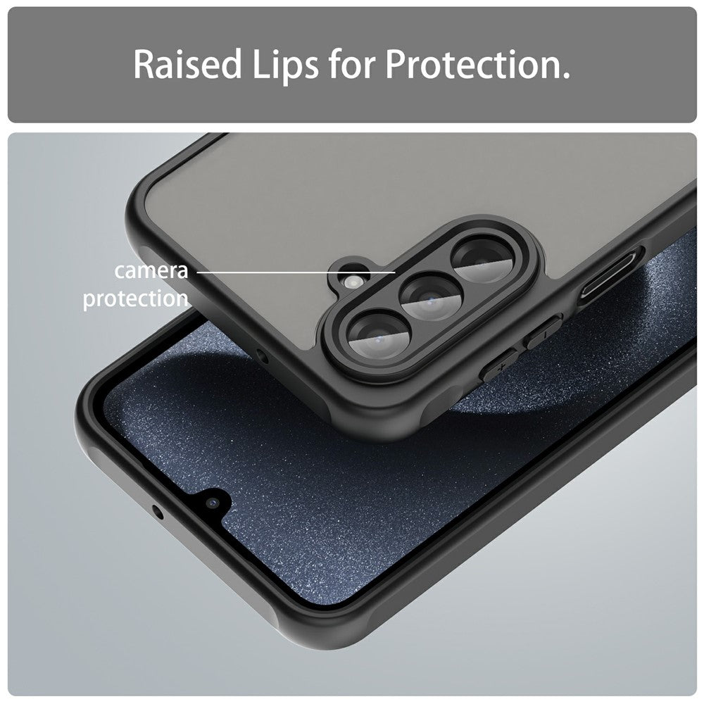 For Samsung Galaxy A17 5G Case Drop Proof Airbags Frosted Translucent PC + TPU Phone Back Cover - Black