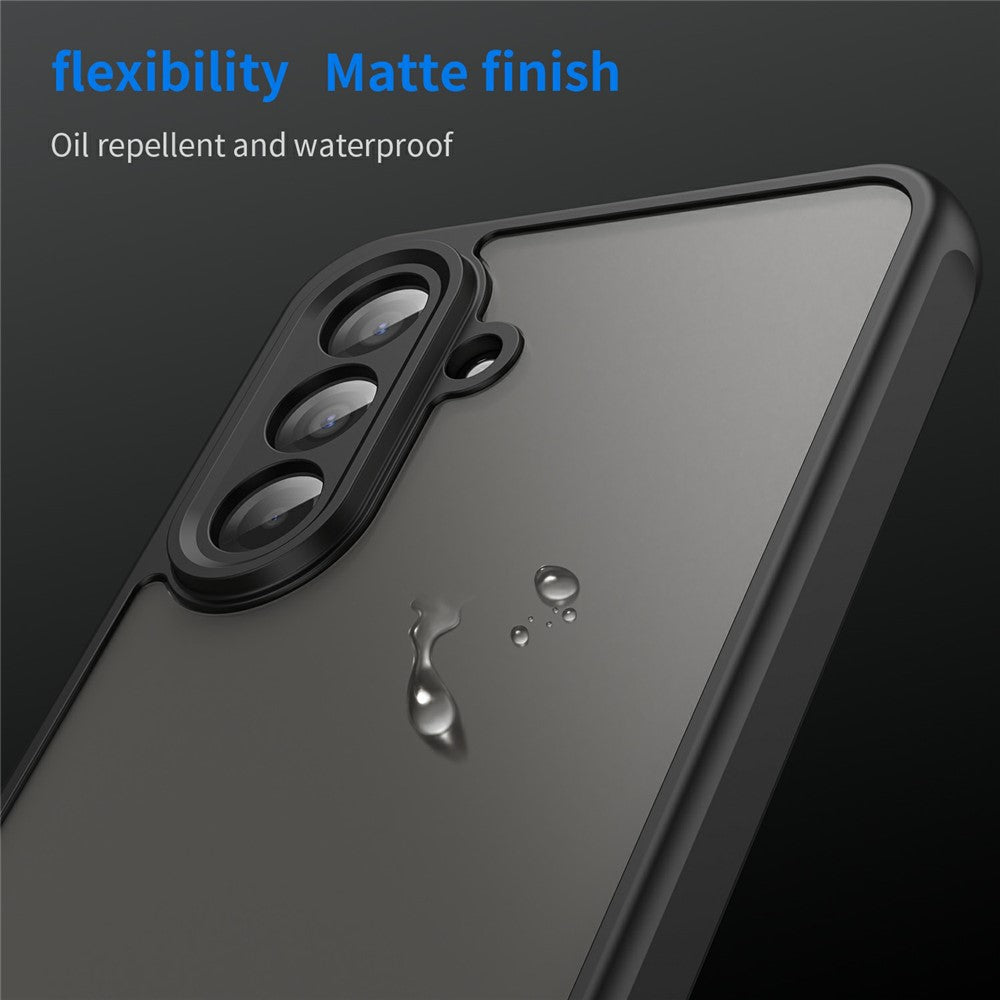 For Samsung Galaxy A17 5G Case Drop Proof Airbags Frosted Translucent PC + TPU Phone Back Cover - Black