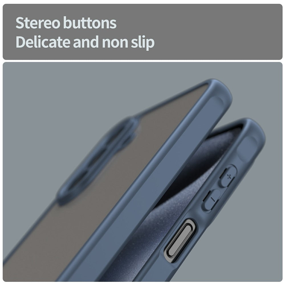 For Samsung Galaxy A17 5G Case Drop Proof Airbags Frosted Translucent PC + TPU Phone Back Cover - Blue