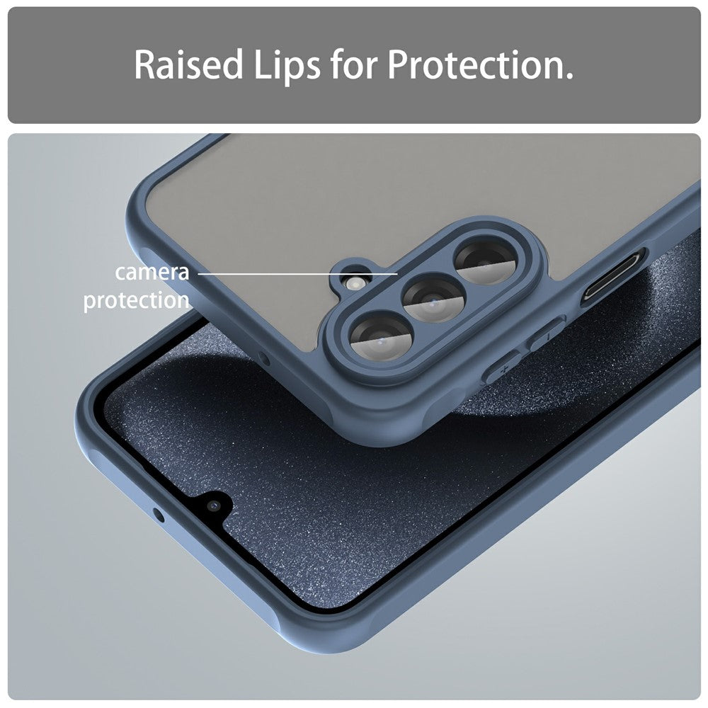 For Samsung Galaxy A17 5G Case Drop Proof Airbags Frosted Translucent PC + TPU Phone Back Cover - Blue
