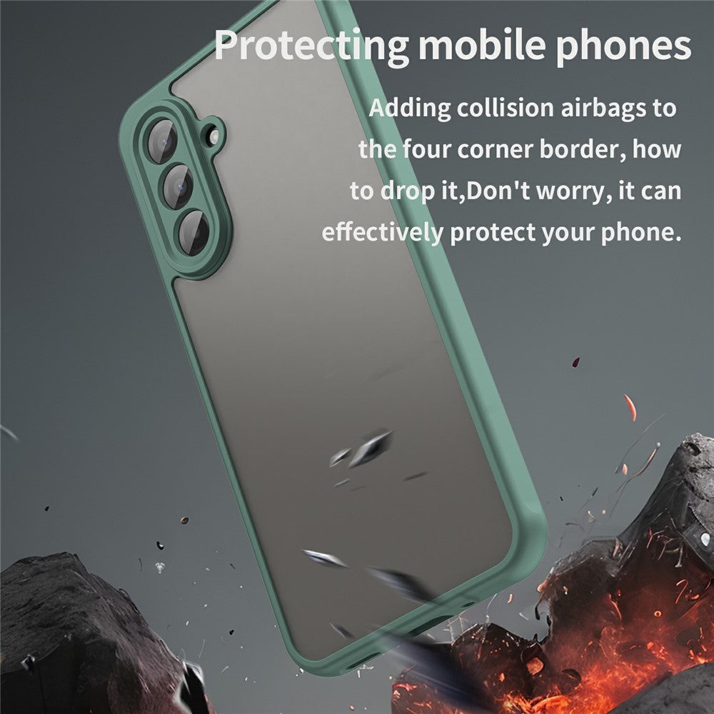 For Samsung Galaxy A17 5G Case Drop Proof Airbags Frosted Translucent PC + TPU Phone Back Cover - Green