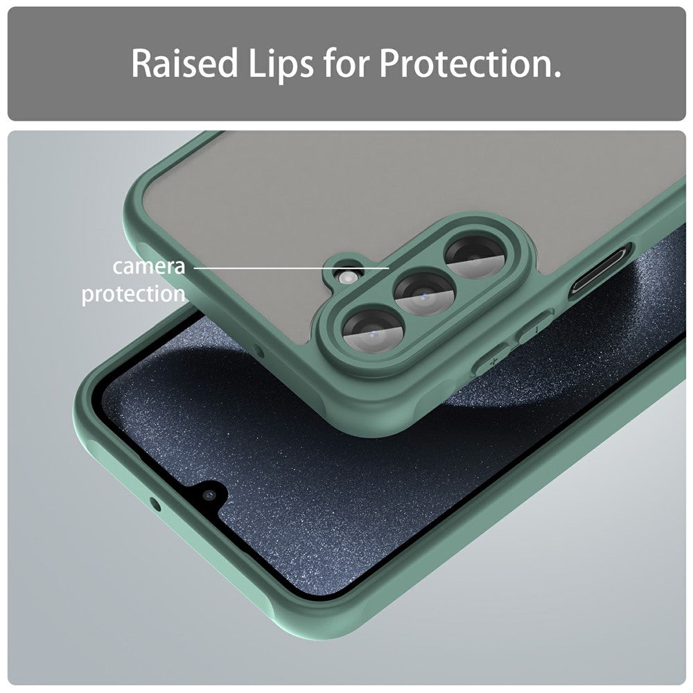 For Samsung Galaxy A17 5G Case Drop Proof Airbags Frosted Translucent PC + TPU Phone Back Cover - Green