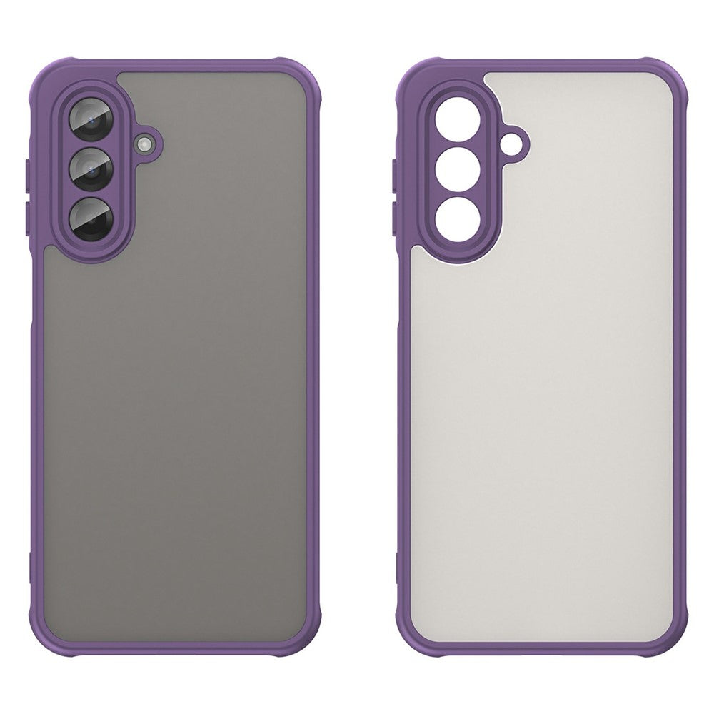 For Samsung Galaxy A17 5G Case Drop Proof Airbags Frosted Translucent PC + TPU Phone Back Cover - Purple