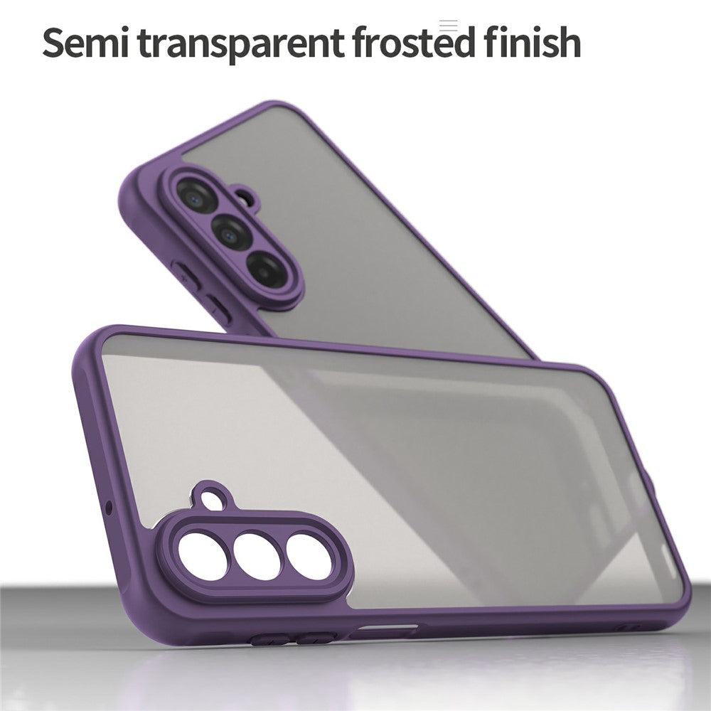 For Samsung Galaxy A17 5G Case Drop Proof Airbags Frosted Translucent PC + TPU Phone Back Cover - Purple