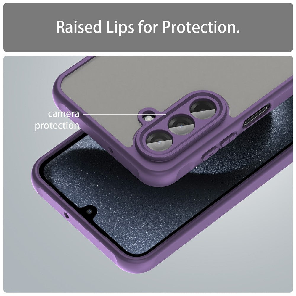 For Samsung Galaxy A17 5G Case Drop Proof Airbags Frosted Translucent PC + TPU Phone Back Cover - Purple