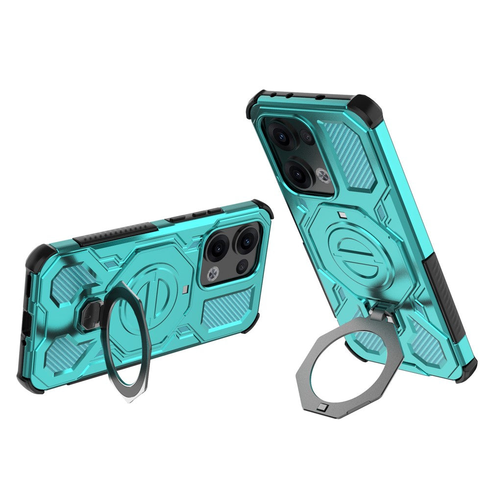 For Oppo Reno13 5G (Global) Magnetic Case Rotating Metal Kickstand PC + TPU Phone Back Cover - Baby Blue