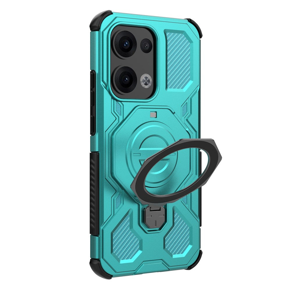 For Oppo Reno13 5G (Global) Magnetic Case Rotating Metal Kickstand PC + TPU Phone Back Cover - Baby Blue
