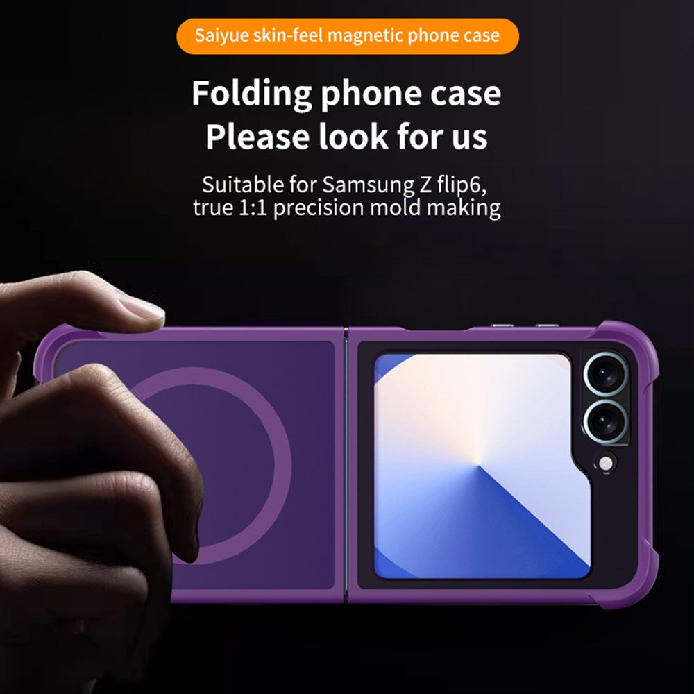 For Samsung Galaxy Z Flip7 FE 5G / Z Flip6 5G Magnetic Case Shockproof Matte PC + TPU Phone Cover - Black