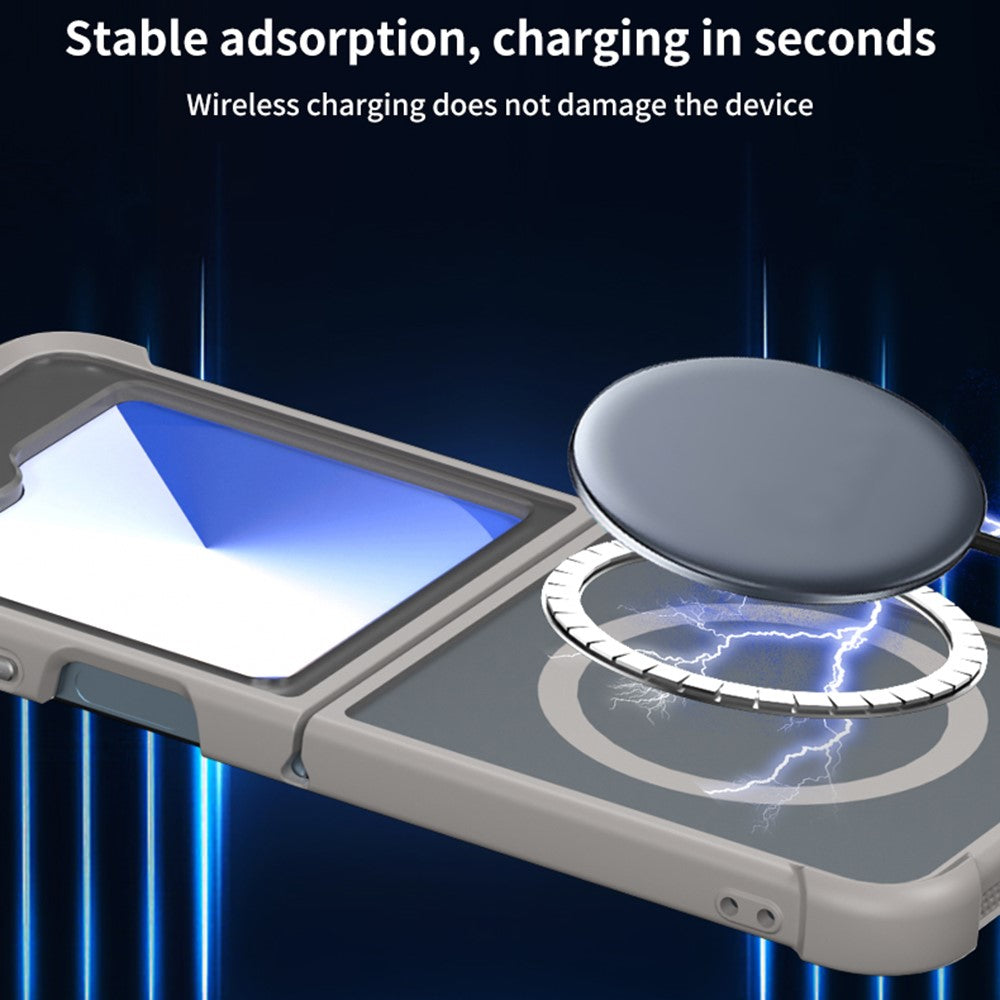 For Samsung Galaxy Z Flip7 FE 5G / Z Flip6 5G Magnetic Case Shockproof Matte PC + TPU Phone Cover - Grey