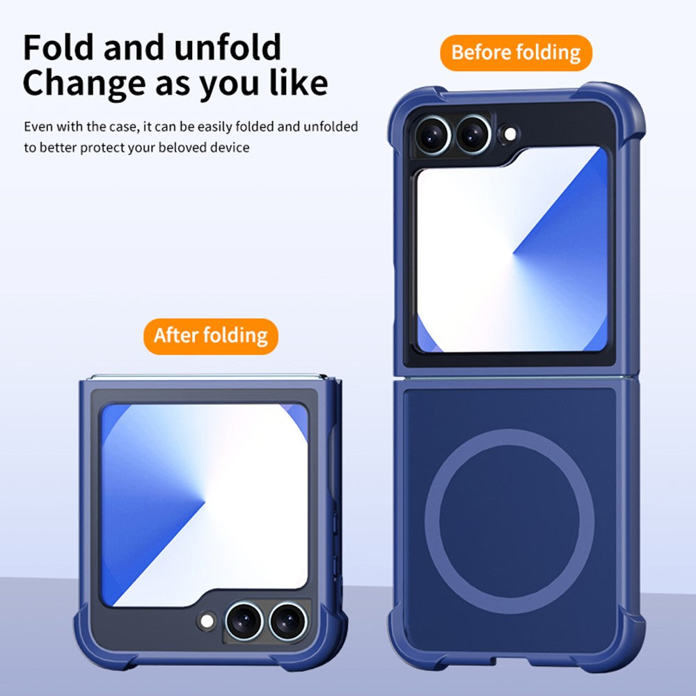 For Samsung Galaxy Z Flip7 FE 5G / Z Flip6 5G Magnetic Case Shockproof Matte PC + TPU Phone Cover - Blue