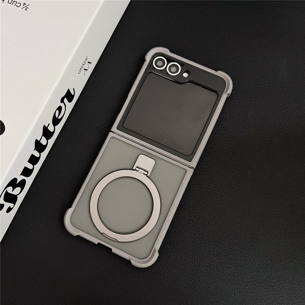 For Samsung Galaxy Z Flip7 FE 5G / Z Flip6 5G Magnetic Case Kickstand Shockproof Matte PC + TPU Phone Cover - Grey