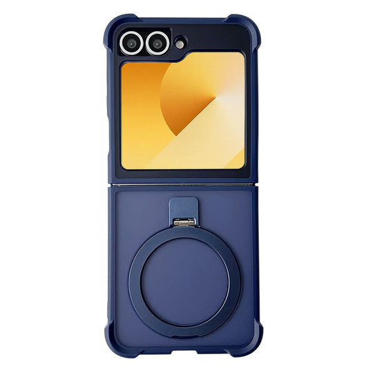 For Samsung Galaxy Z Flip7 FE 5G / Z Flip6 5G Magnetic Case Kickstand Shockproof Matte PC + TPU Phone Cover - Blue
