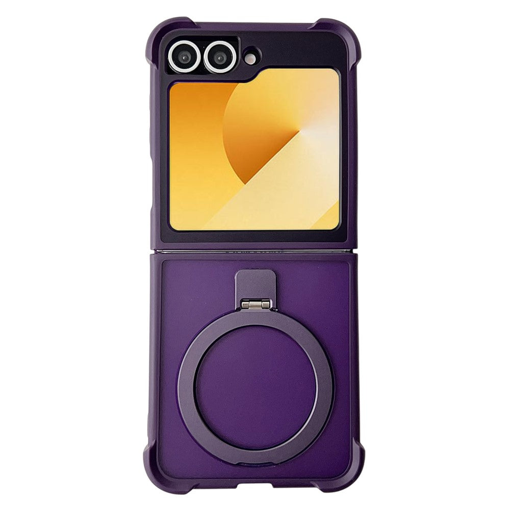 For Samsung Galaxy Z Flip7 FE 5G / Z Flip6 5G Magnetic Case Kickstand Shockproof Matte PC + TPU Phone Cover - Purple