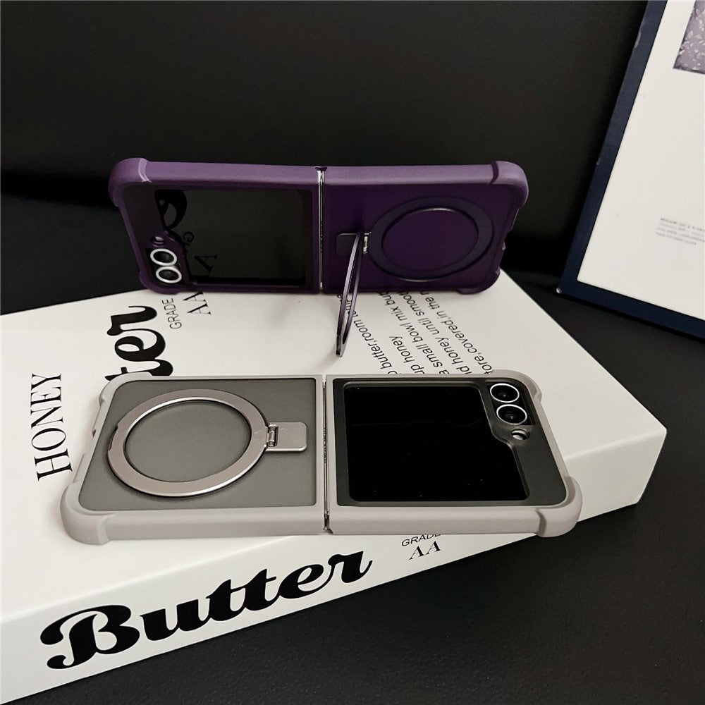 For Samsung Galaxy Z Flip7 FE 5G / Z Flip6 5G Magnetic Case Kickstand Shockproof Matte PC + TPU Phone Cover - Purple