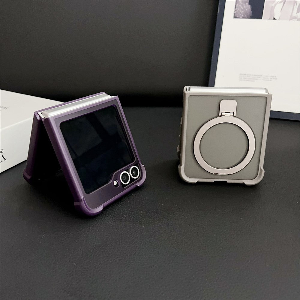 For Samsung Galaxy Z Flip7 FE 5G / Z Flip6 5G Magnetic Case Kickstand Shockproof Matte PC + TPU Phone Cover - Purple