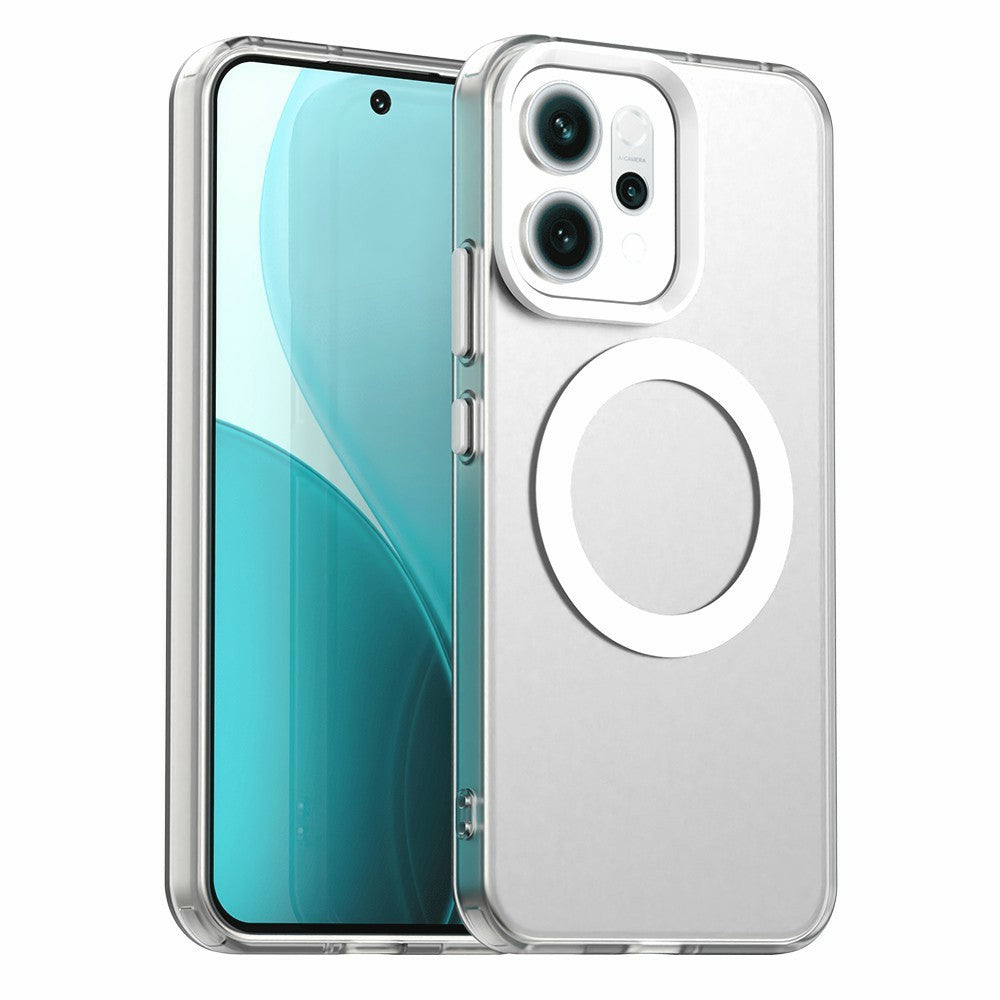 For Oppo Reno14 5G (Global) Case Compatible with MagSafe Anti Drop Hybrid Phone Back Cover - White