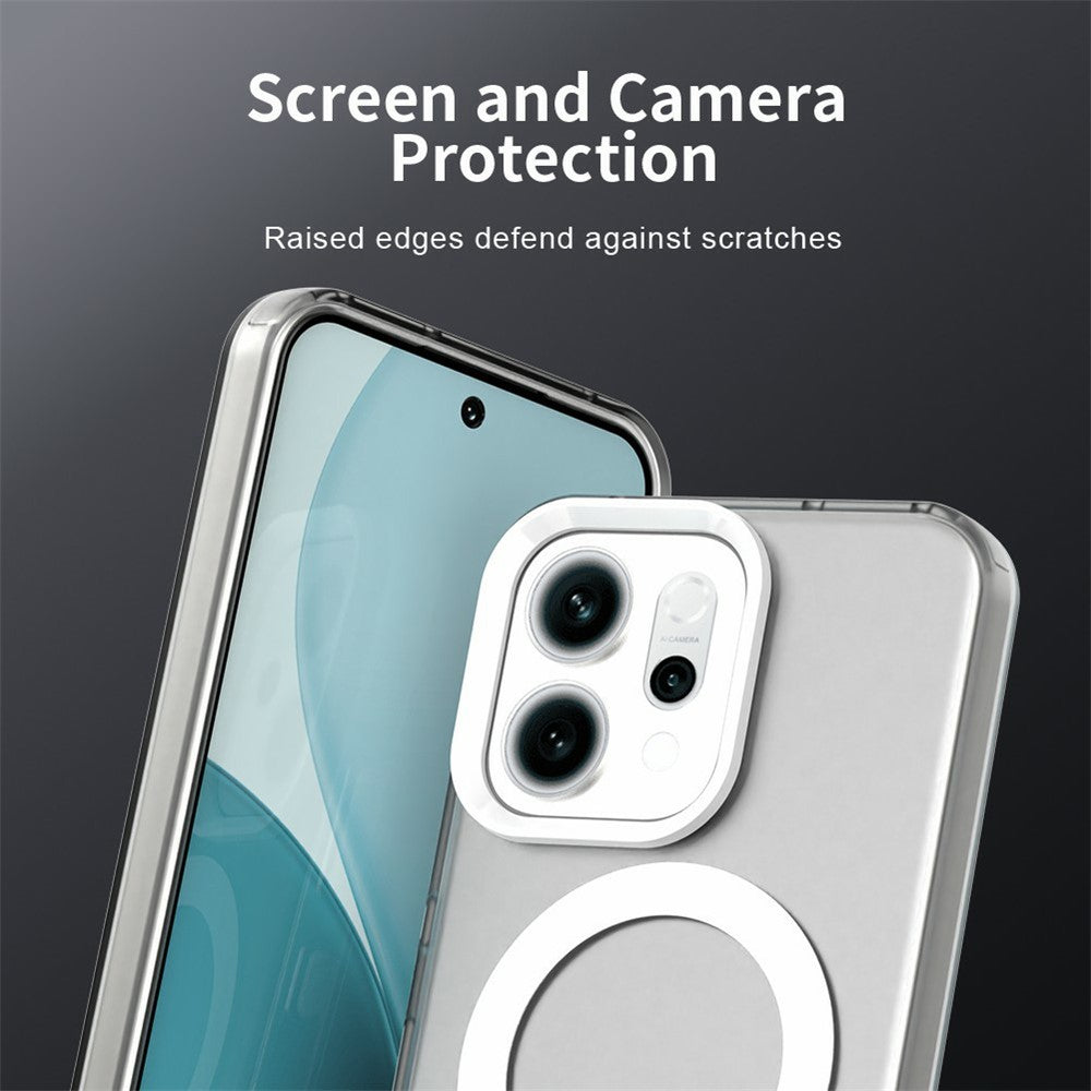 For Oppo Reno14 5G (Global) Case Compatible with MagSafe Anti Drop Hybrid Phone Back Cover - White