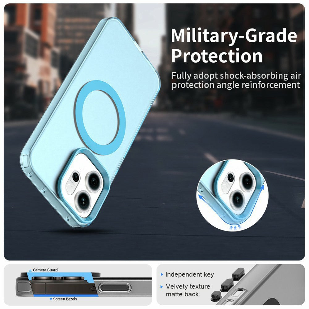 For Oppo Reno14 5G (Global) Case Compatible with MagSafe Anti Drop Hybrid Phone Back Cover - Blue