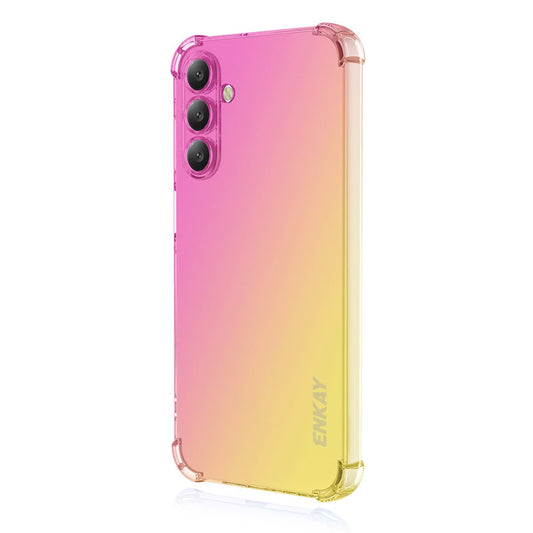 For Samsung Galaxy A17 5G TPU Case ENKAY Thickened Four Corner Drop-proof Phone Back Cover - Pink / Gold