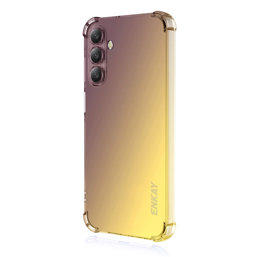 For Samsung Galaxy A17 5G TPU Case ENKAY Thickened Four Corner Drop-proof Phone Back Cover - Purple / Gold