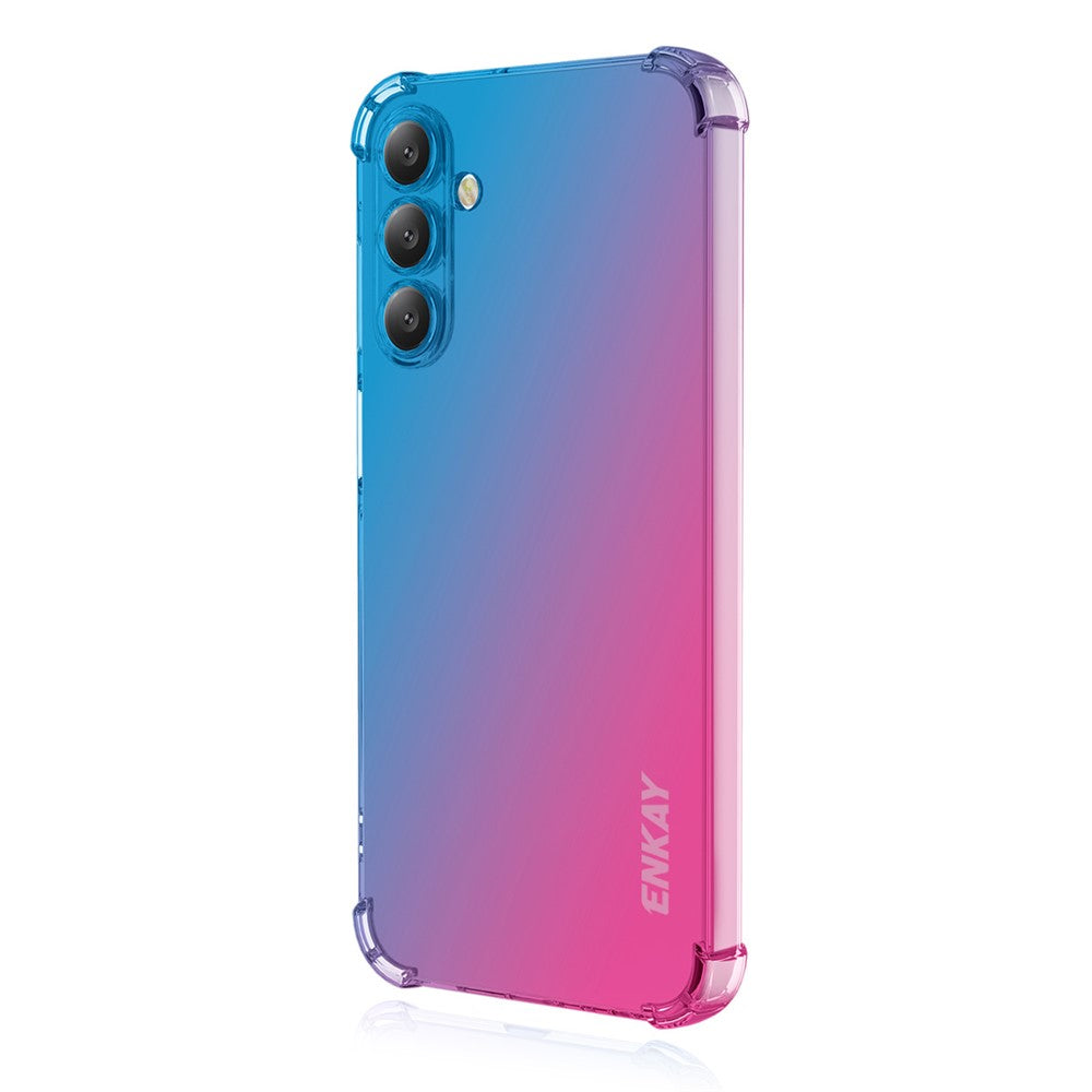 For Samsung Galaxy A17 5G TPU Case ENKAY Thickened Four Corner Drop-proof Phone Back Cover - Blue / Pink