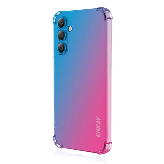 For Samsung Galaxy A17 5G TPU Case ENKAY Thickened Four Corner Drop-proof Phone Back Cover - Blue / Pink