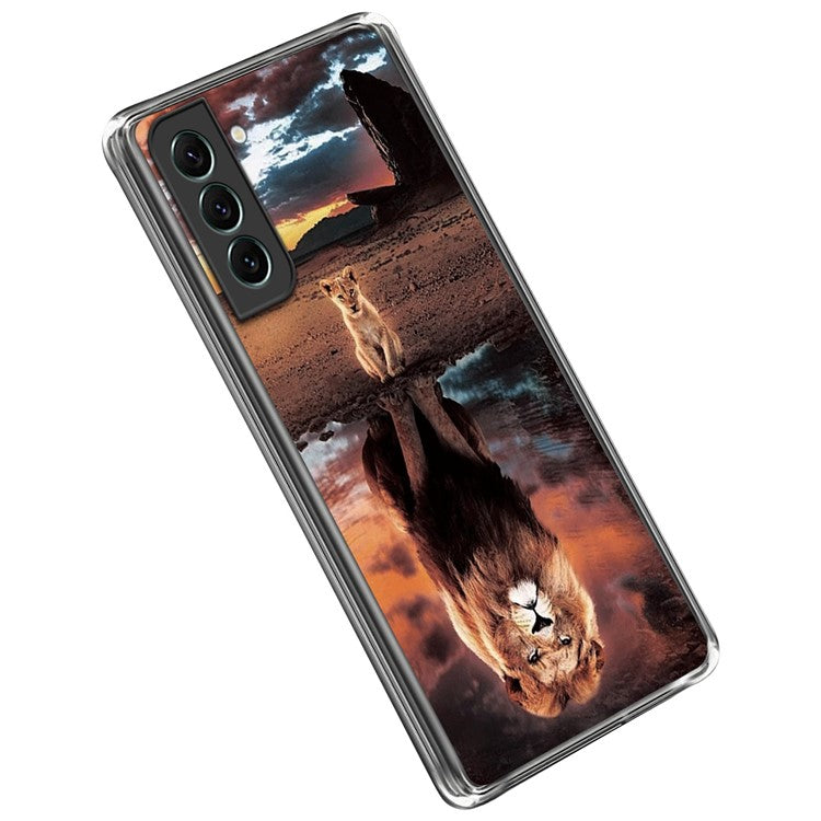 For Samsung Galaxy S23 Stylish IMD Pattern Printing Anti-scratch Case Flexible TPU Drop-proof Cover - Lion