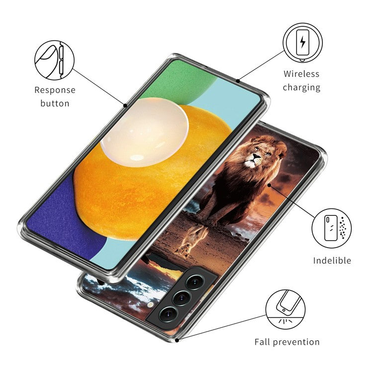 For Samsung Galaxy S23 Stylish IMD Pattern Printing Anti-scratch Case Flexible TPU Drop-proof Cover - Lion