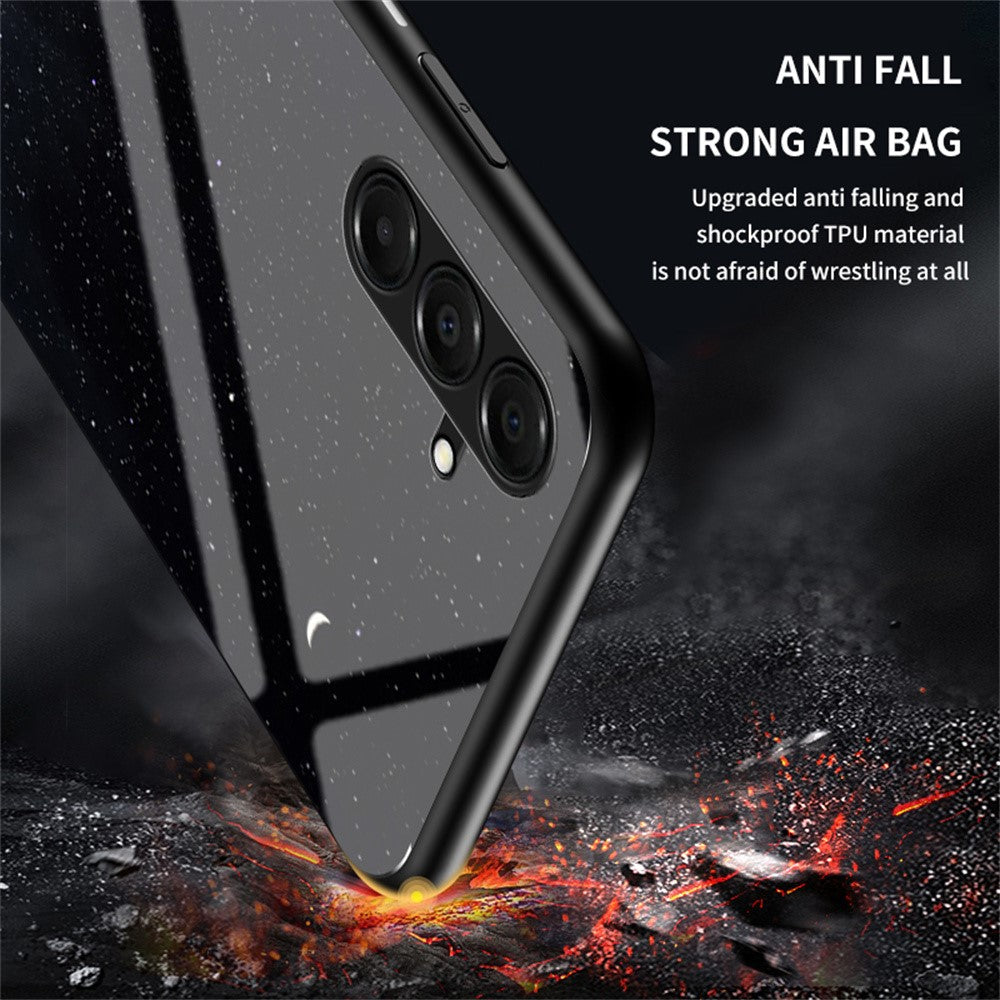 For Samsung Galaxy A17 5G Case Starry Sky Pattern Tempered Glass Phone Cover - Scattering Starry