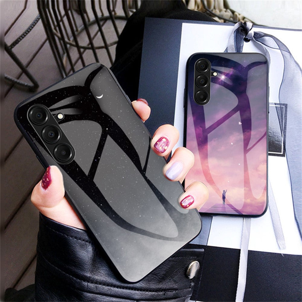 For Samsung Galaxy A17 5G Case Starry Sky Pattern Tempered Glass Phone Cover - Cosmic Starry Sky