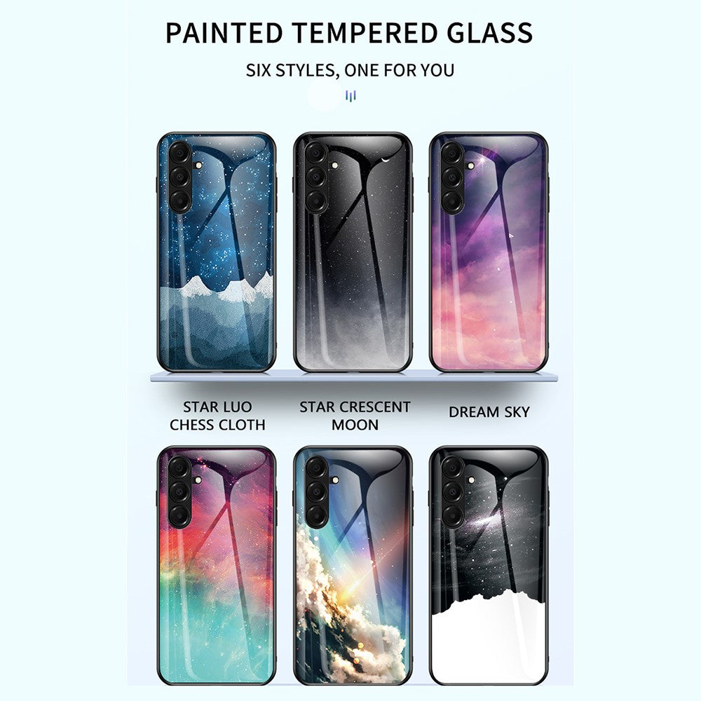 For Samsung Galaxy A17 5G Case Starry Sky Pattern Tempered Glass Phone Cover - Cosmic Starry Sky