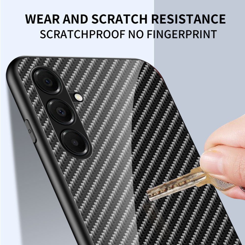For Samsung Galaxy A17 5G Case Tempered Glass Shockproof Phone Cover - Black Fiber