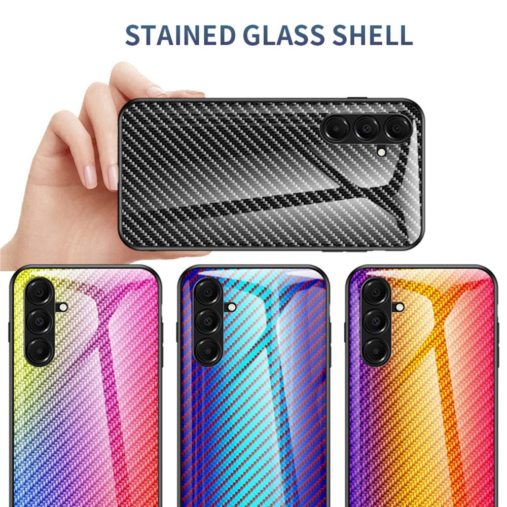For Samsung Galaxy A17 5G Case Tempered Glass Shockproof Phone Cover - Black Fiber