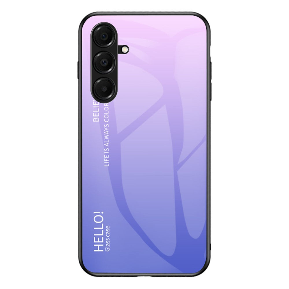 For Samsung Galaxy A17 5G Case Anti-Scratch Tempered Glass + PC + TPU Phone Cover - Gradient Pink Purple