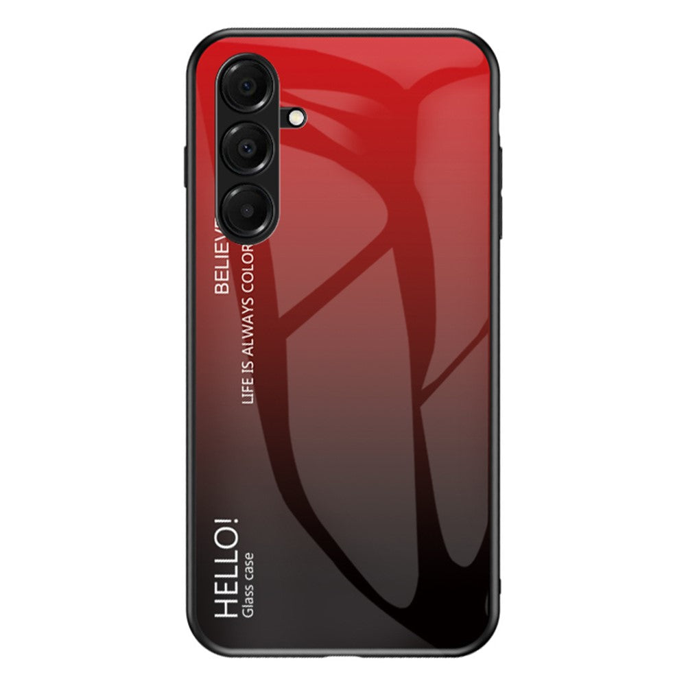 For Samsung Galaxy A17 5G Case Anti-Scratch Tempered Glass + PC + TPU Phone Cover - Gradient Red Black