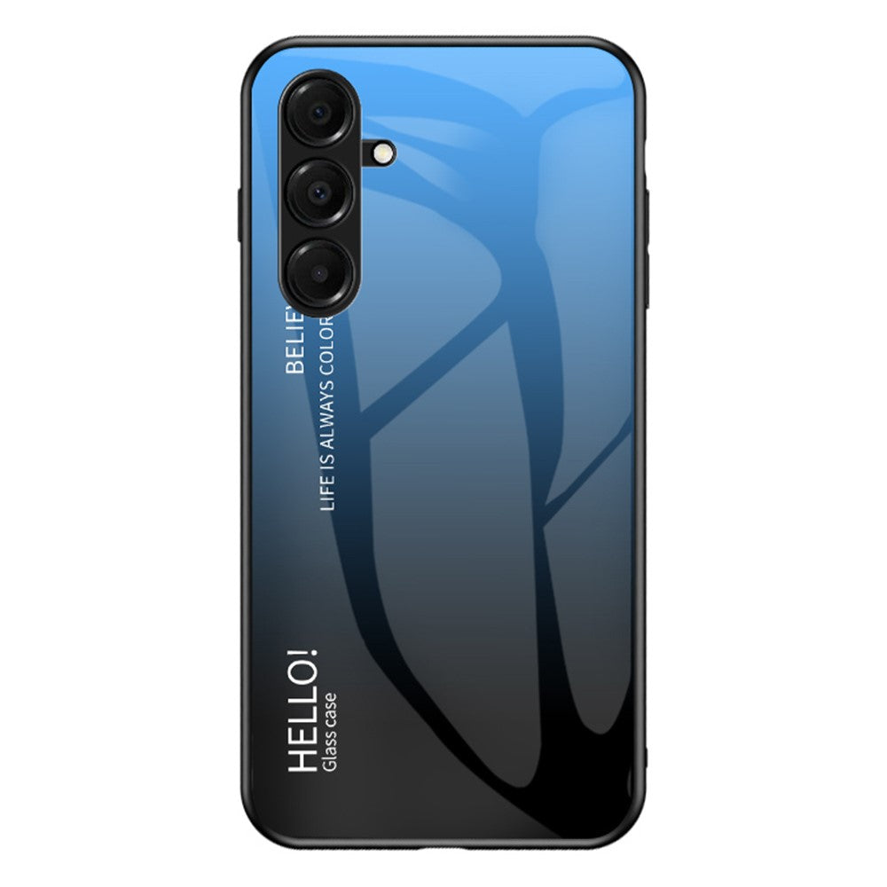 For Samsung Galaxy A17 5G Case Anti-Scratch Tempered Glass + PC + TPU Phone Cover - Gradient Blue Black