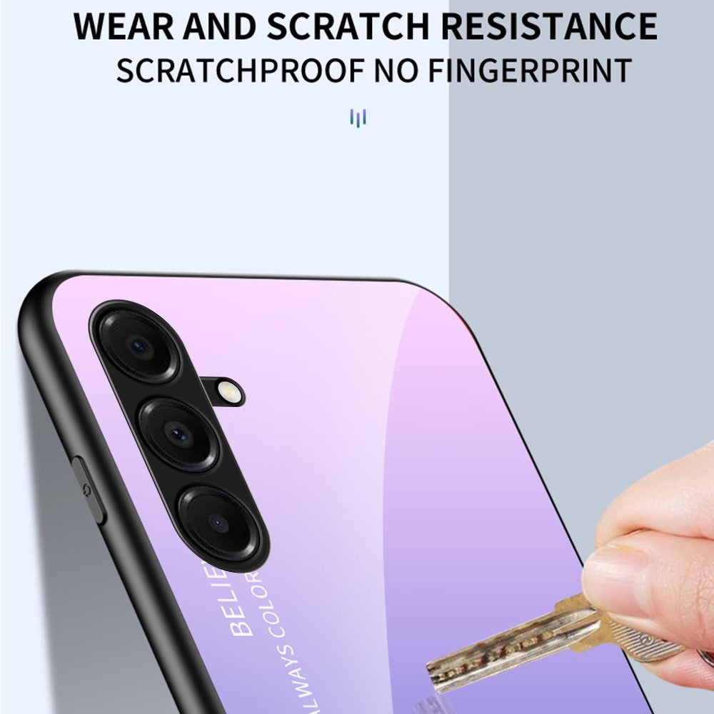 For Samsung Galaxy A17 5G Case Anti-Scratch Tempered Glass + PC + TPU Phone Cover - Gradient Blue Black