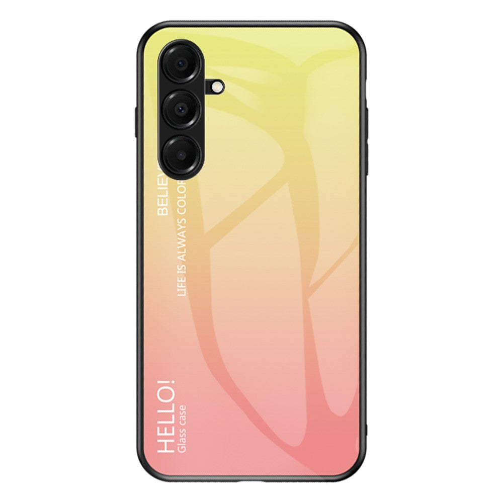 For Samsung Galaxy A17 5G Case Anti-Scratch Tempered Glass + PC + TPU Phone Cover - Gradient Yellow