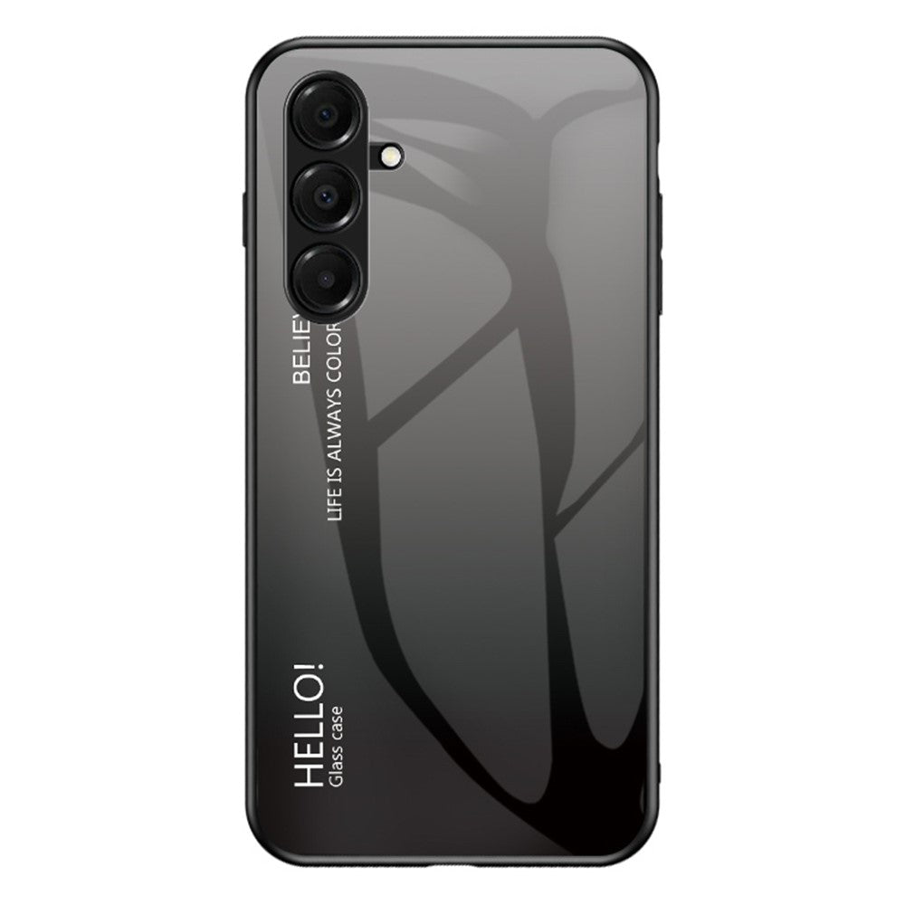 For Samsung Galaxy A17 5G Case Anti-Scratch Tempered Glass + PC + TPU Phone Cover - Gradient Black Grey