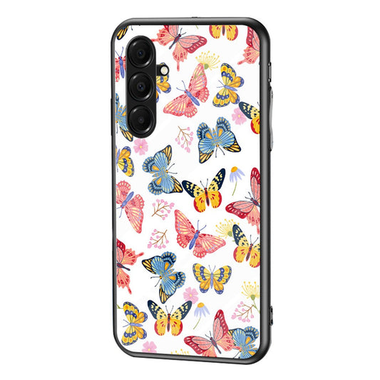 For Samsung Galaxy A17 5G Case Butterfly Pattern TPU + Tempered Glass Protective Phone Cover - Colorful Butterfly