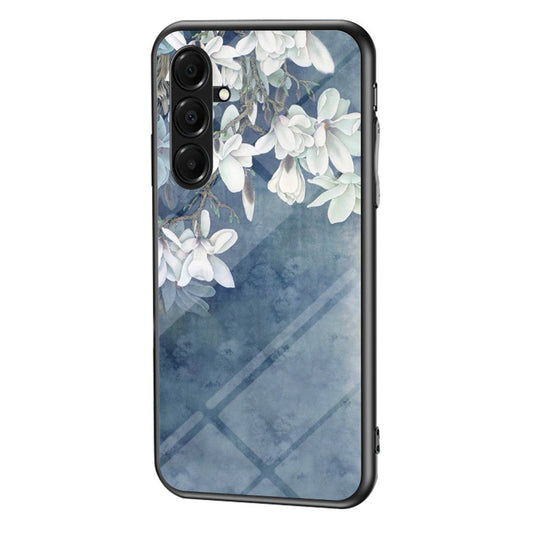 For Samsung Galaxy A17 5G Case Floral Pattern TPU + Tempered Glass Protective Phone Cover - Chinese Rose