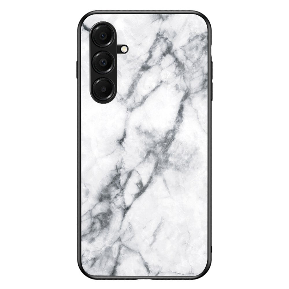 For Samsung Galaxy A17 5G Case Marble Pattern Tempered Glass + PC + TPU Protective Phone Cover - White Marble