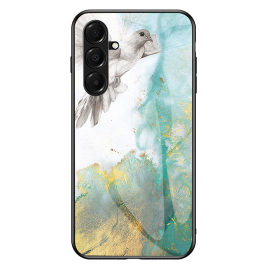 For Samsung Galaxy A17 5G Case Marble Pattern Tempered Glass + PC + TPU Protective Phone Cover - Flying Pigeon Marble