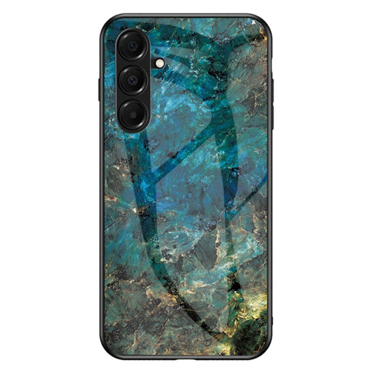 For Samsung Galaxy A17 5G Case Marble Pattern Tempered Glass + PC + TPU Protective Phone Cover - Emerald Marble