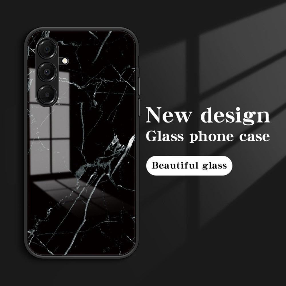 For Samsung Galaxy A17 5G Case Marble Pattern Tempered Glass + PC + TPU Protective Phone Cover - Emerald Marble