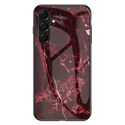 For Samsung Galaxy A17 5G Case Marble Pattern Tempered Glass + PC + TPU Protective Phone Cover - Blood Red Marble
