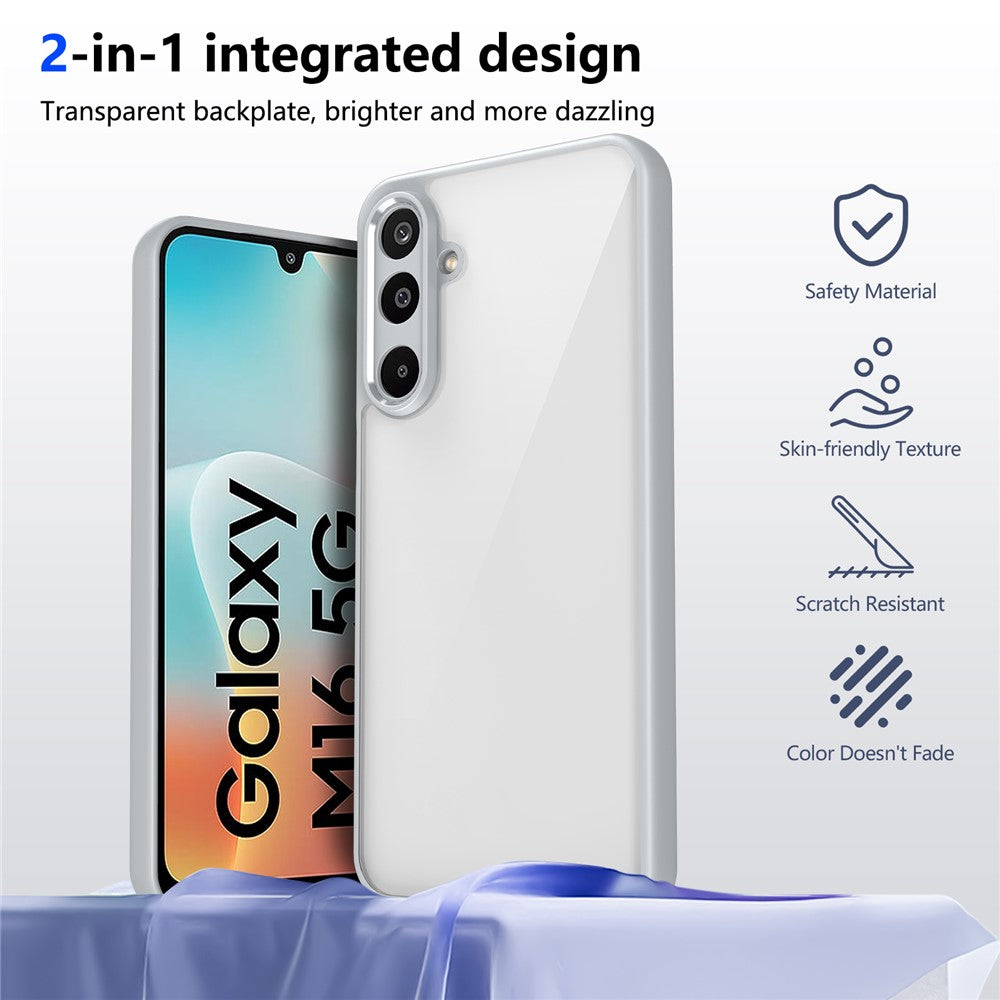 For Samsung Galaxy M16 5G / F16 5G Case Matte Skin Touch Clear PC + TPU Shockproof Phone Back Cover - Grey