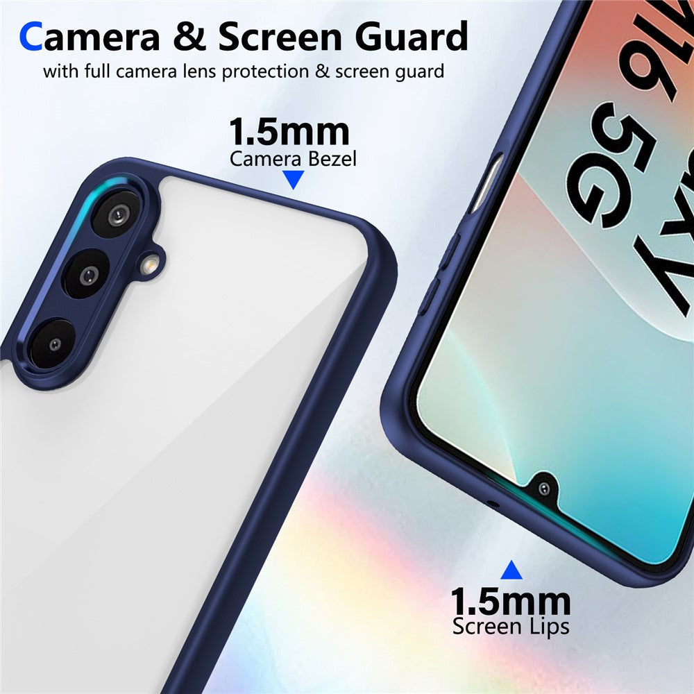 For Samsung Galaxy M16 5G / F16 5G Case Matte Skin Touch Clear PC + TPU Shockproof Phone Back Cover - Blue
