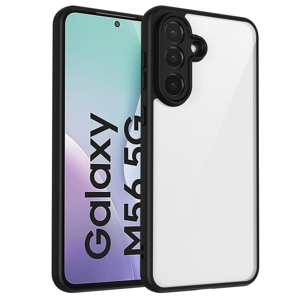 For Samsung Galaxy M56 5G Case Matte Skin Touch Clear PC + TPU Shockproof Phone Back Cover - Black